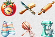 Watercolor Kitchen Utensils Clipart, an Illustration by Black Bird Studio (Thumbnail 3 of 6)