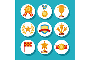 win awards nine icons, an Object Illustration by studiogstock