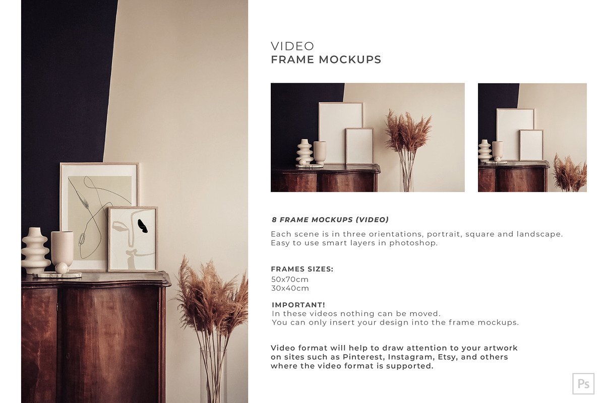 Video&Photo Frame mockups. Interior, a Print Template by Una Matison (Photo 16 of 22)