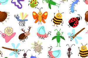 Cute Cartoon Insects Pattern