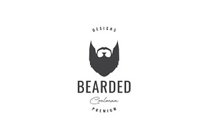 Man Beard Face Old Vintage Logo Vect