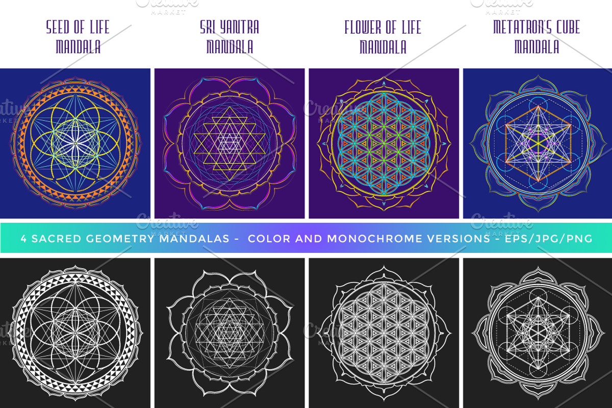 SACRED GEOMETRY MANDALAS & SYMBOLS, a Graphic by TRIKONA (Photo 2 of 6)