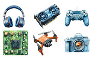 Watercolor Technology Clipart, an Illustration by SinaCreation (Thumbnail 2 of 5)