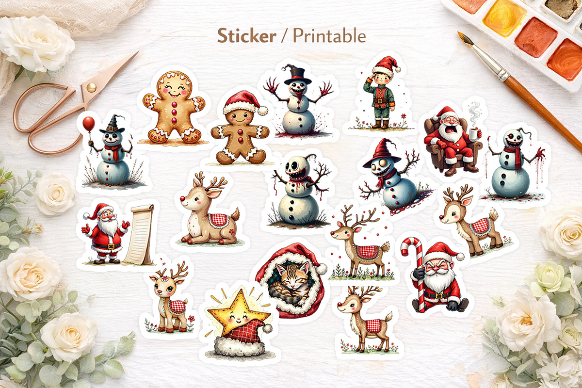 Whimsical Holiday Watercolor Clipart, an Illustration by Artnoy (Photo 7 of 8)