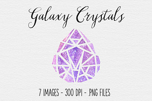 Watercolor Galaxy Crystal Clipart, an Illustration by TigerlilyDesignCo