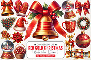 Red Gold Christmas Clipart, an Illustration by RobertsArt (Thumbnail 1 of 7)