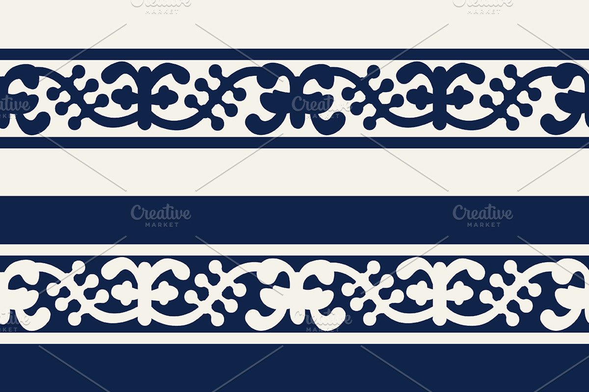 Blue Indian Block Print: Border, a Pattern Graphic by StabuLaRasa illustration (Photo 4 of 16)
