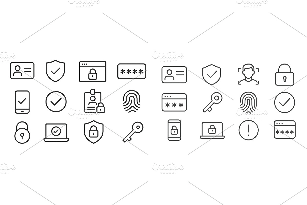 Collection of security icons, a Technology Illustration by ZinetroN