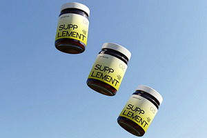 Floating Supplement Jar Mockup, a Packaging Mockup by graphypix