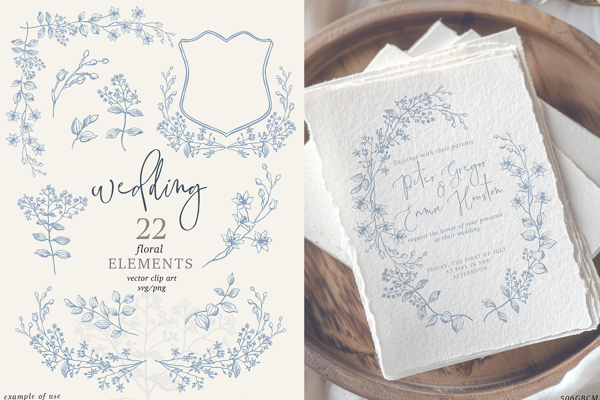 Floral wedding clip art. Artisan, a Decorative Illustration by GrafikBoutique (Photo 1 of 5)