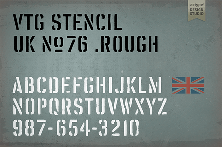 Vtg Stencil UK No. 76 - Rough, a Font by astype fonts