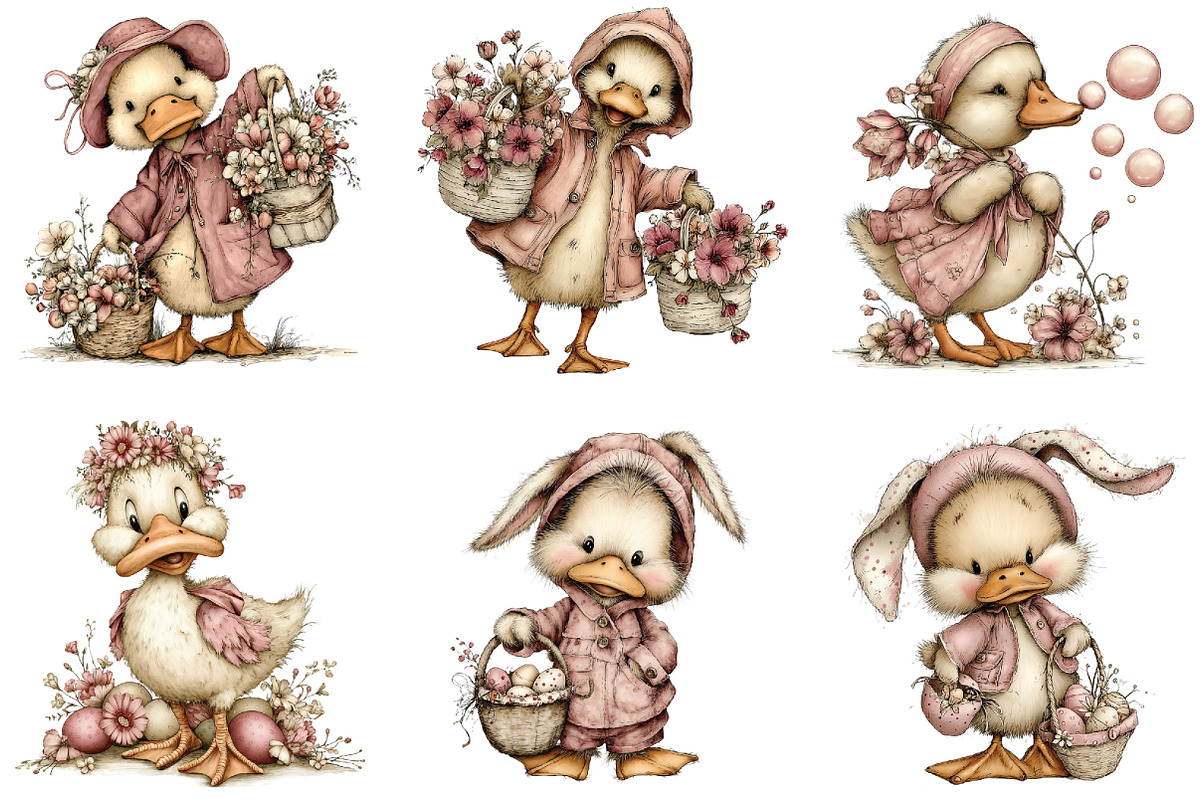Whimsical Easter Duck Clipart, an Illustration by CraftArtStudio (Photo 5 of 6)