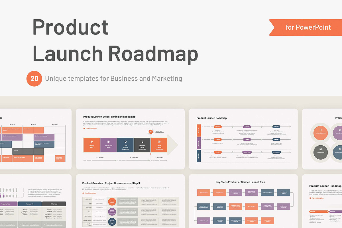 Product Launch Roadmap PowerPoint, a Presentation Template by HiSlide.io (Photo 1 of 4)