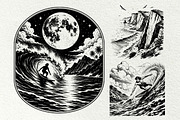 Surfing Scenes Ocean Graphics, a Sport Illustration by DENIDigitalArtSudio (Thumbnail 6 of 7)