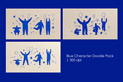 Blue Character Doodle Pack, a Decorative Illustration by StockVerse Creative (Thumbnail 1 of 4)