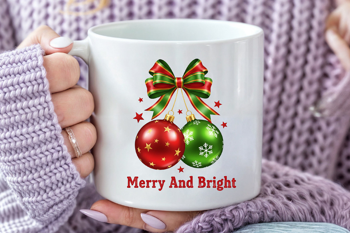 Retro Christmas Ornaments Bow PNG, an Illustration by Craft Nest (Photo 4 of 6)