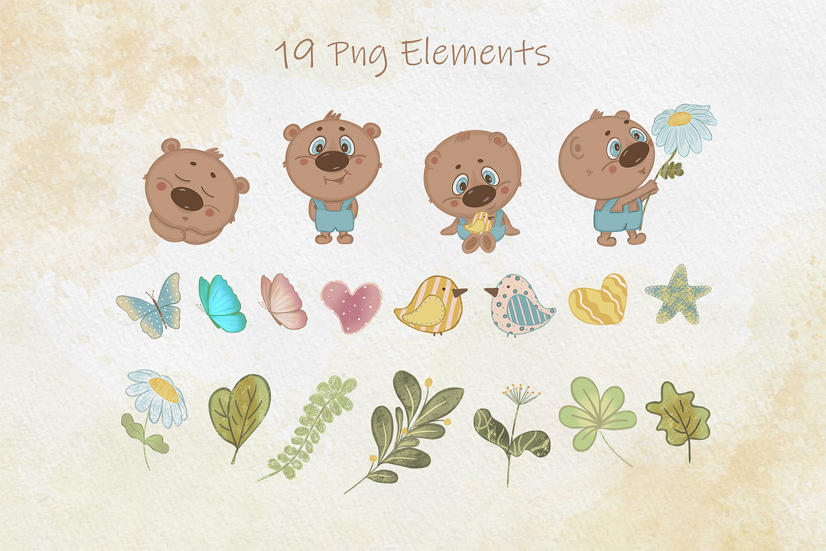 Merry Bear Clipart Set, an Animal Illustration by AG Mockups (Photo 2 of 7)
