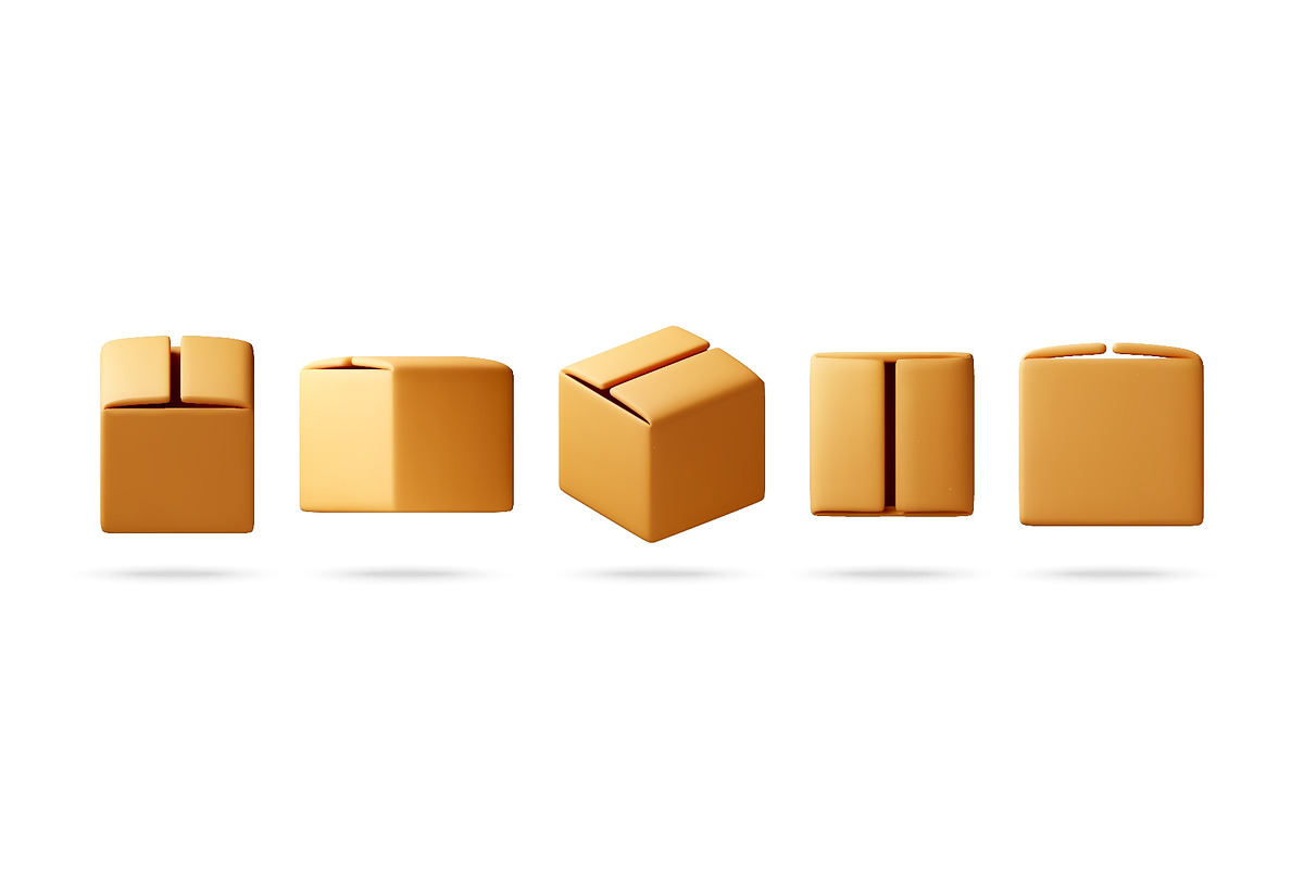 3D Set of cardboard box icons in, a Transportation Illustration by Abscent (Photo 1 of 3)
