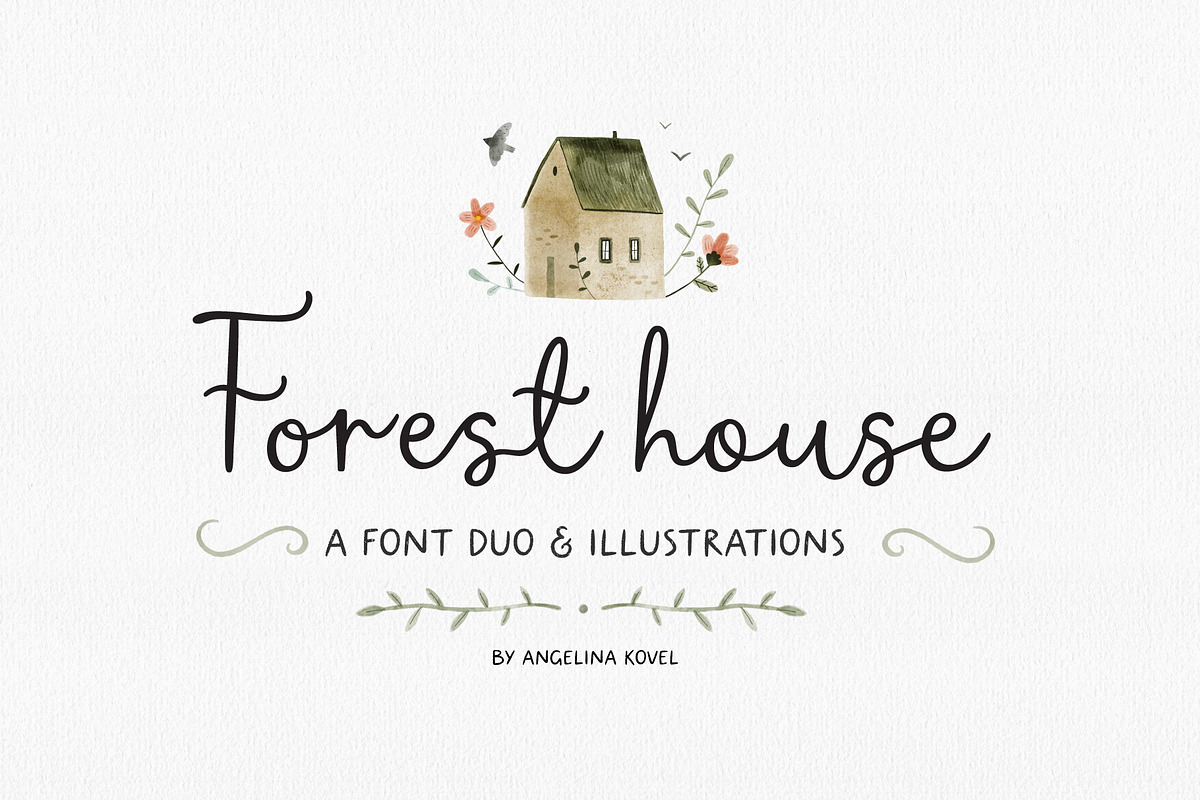Forest house | Font duo, a Script Font by AngelinaKovel (Photo 1 of 14)