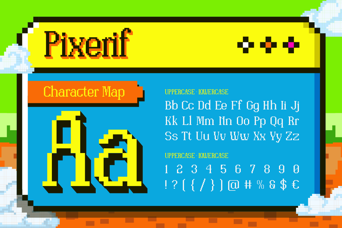 Pixerif - 8 Bit Gaming Font, a Font by Artisan Themes (Photo 2 of 12)