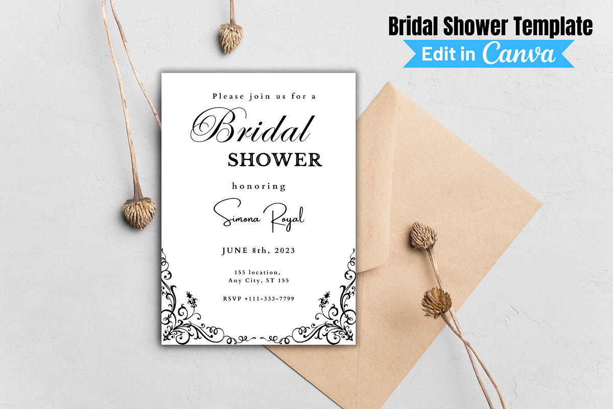 Bridal Shower Invitation Template, an Invitation Template by SimoDigitalArt (Photo 2 of 9)