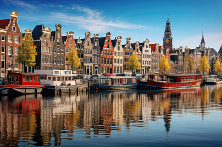 Amsterdam cityscape with canals and, a Photo by Iftikhar Alam