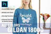 Gildan 18000 Sweatshirt mockup, a Print Template by BrightMockups (Thumbnail 1 of 3)