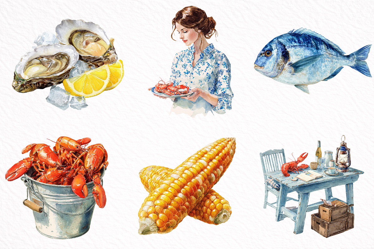Coastal Lobster Living Clipart, an Illustration by DreamArtGraphic (Photo 3 of 8)