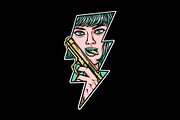 woman with a weapon in thunderbolt, a Person Illustration by gunaonedesign (Thumbnail 1 of 4)