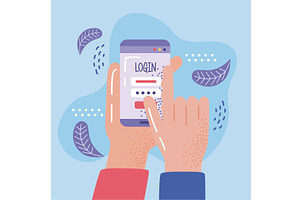 login template in cellphone, a Technology Illustration by studiogstock