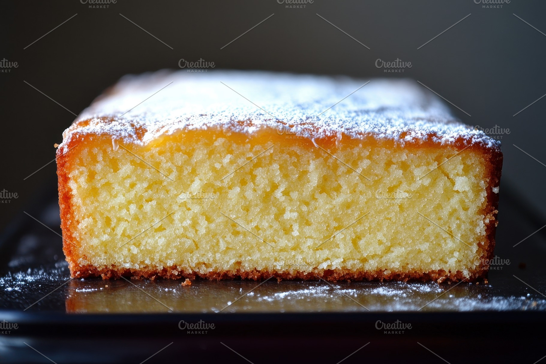 Classic lemon pound cake dusted, a Photo by Pavel_design