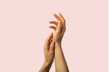 Beauty hands gently touching soft, a Beauty & Fashion Photo by AD Stock Images