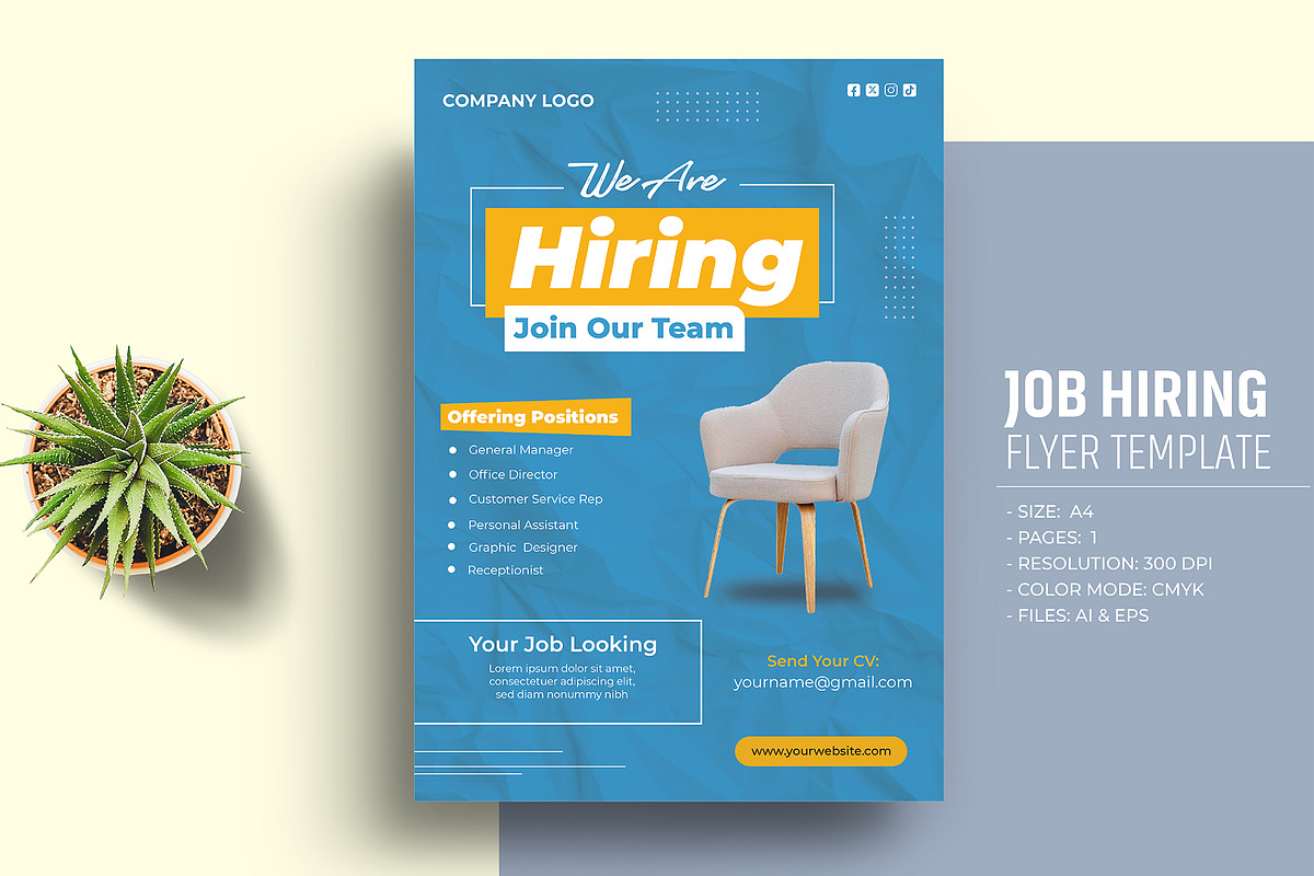 Job Hiring Flyer Template, a Print Template by Sharifull11 (Photo 1 of 3)