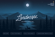 Deers and the Landscape Vector, an Animal Illustration by Wandery Supply (Thumbnail 1 of 4)