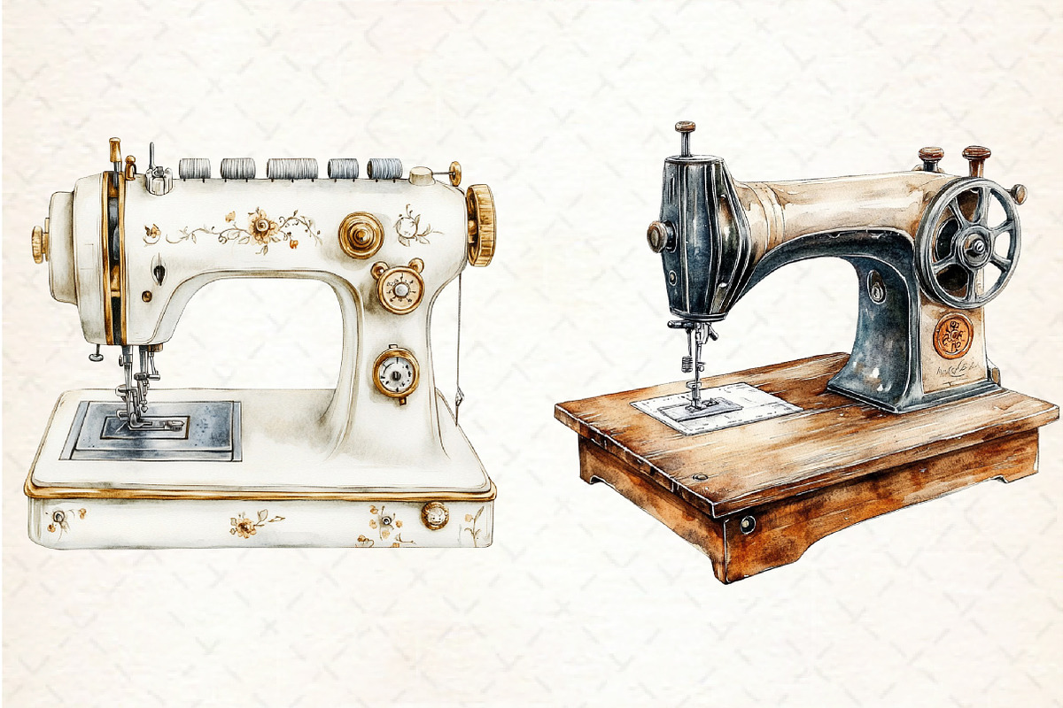 Vintage Sewing Machine Clipart, an Illustration by Libby Wishes (Photo 3 of 5)