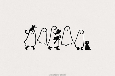 Ghosts With Cats PNG, Cute, an Illustration by SharpMarketplace