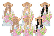 Summer In Paris Girls Clipart, a Person Illustration by GlamArtZhanna (Thumbnail 3 of 4)