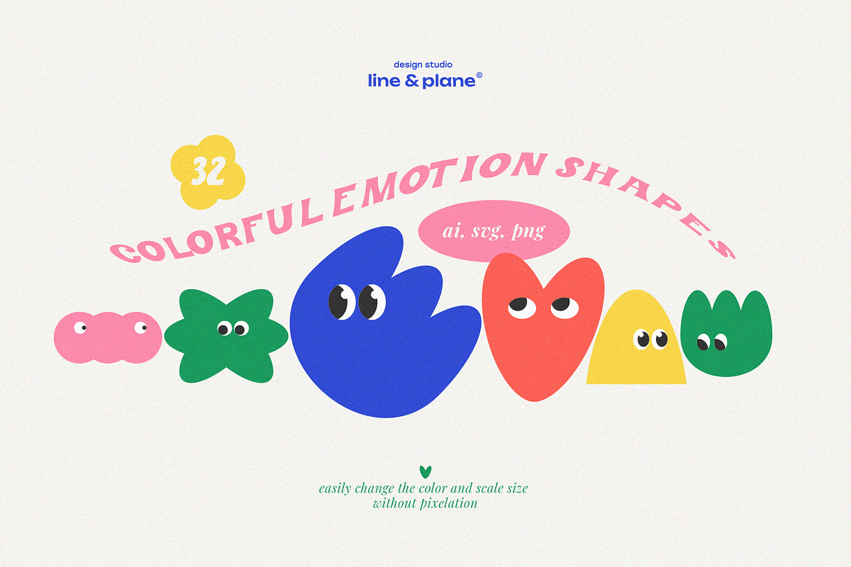 Shape Set - Cute Emotion, an Object Graphic by line & plane (Photo 1 of 10)