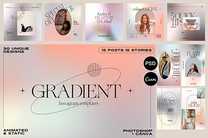 Gradient Aesthetic Insta PSD + Canva, a Social Media Template by Marie T
