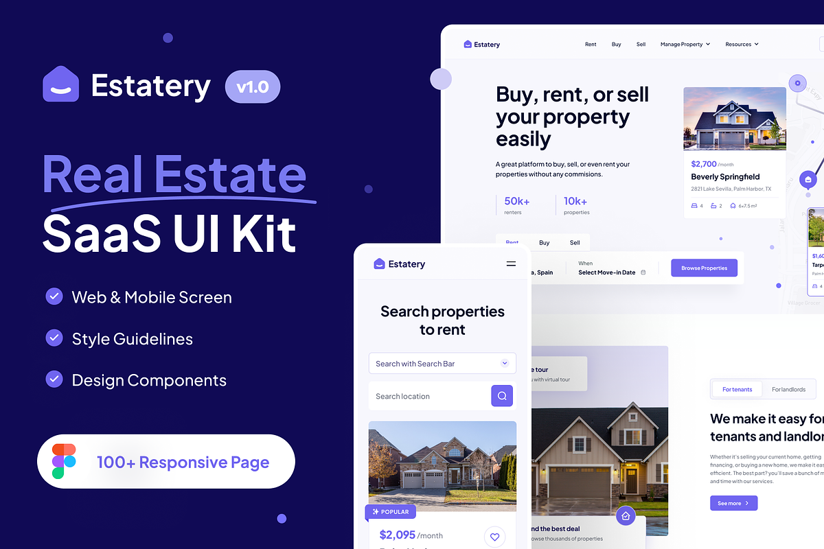 Estatery - Real Estate Web UI Kit, an UI Kit Template by dhuhacreative (Photo 1 of 8)
