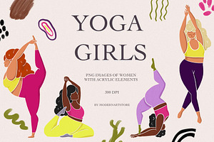 Yoga girls. Modern clipart