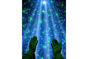 Praying raised hands silhouette