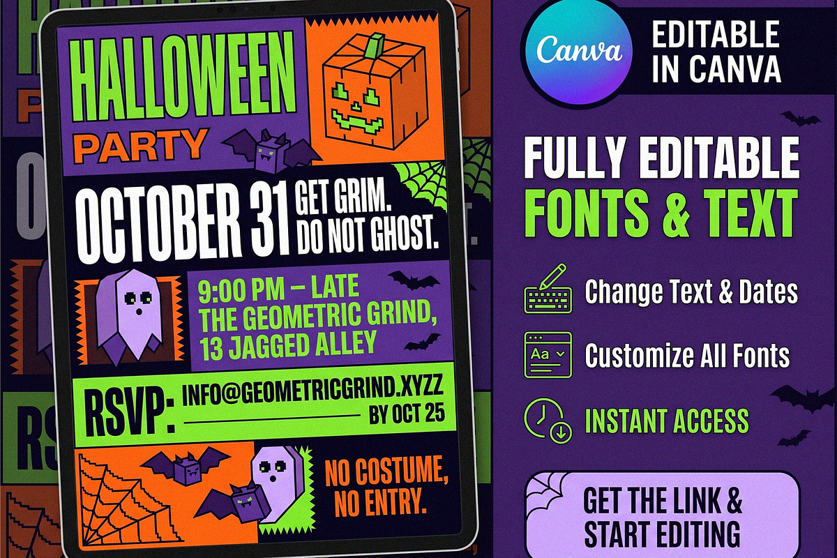Halloween Party Canva Flyer Template, an Invitation Template by NH graphic (Photo 1 of 3)