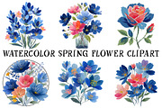 Watercolor Spring Flower Clipart, an Illustration by OK Design (Thumbnail 2 of 6)