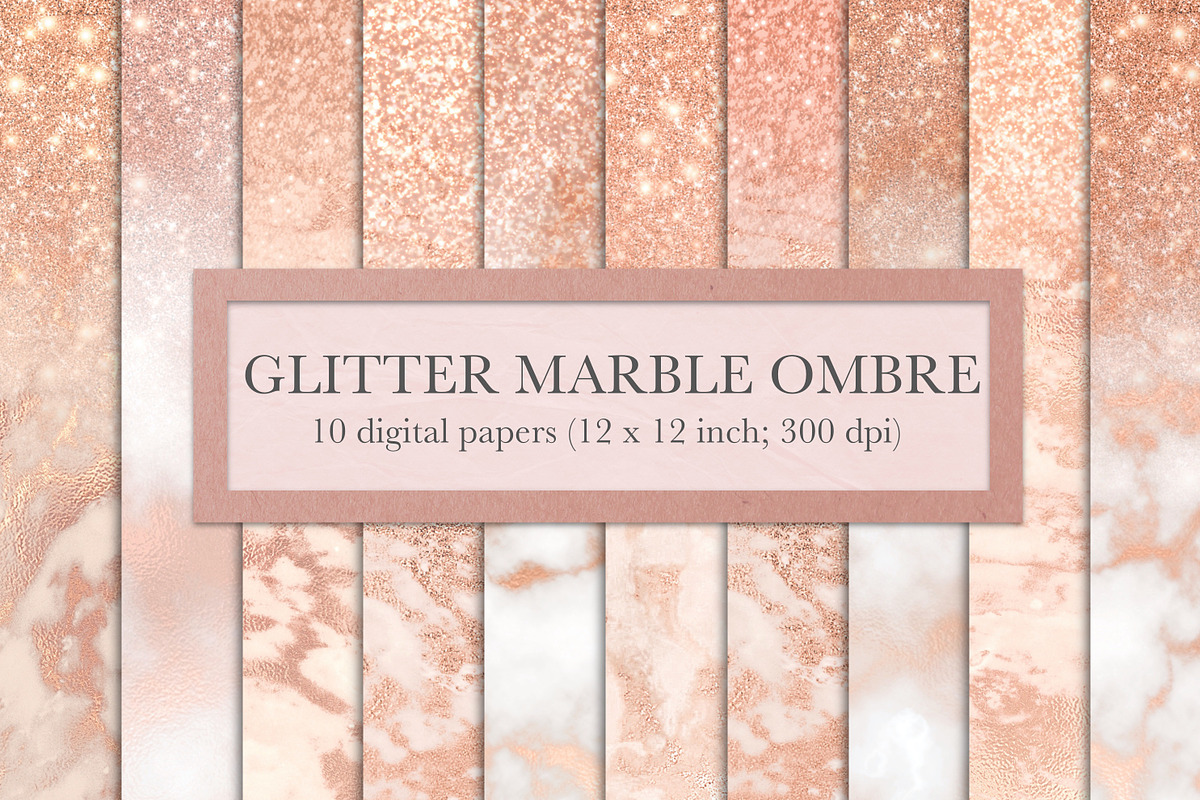 Rose gold marble glitter ombre, a Pattern Graphic by Paper Farms (Photo 1 of 2)