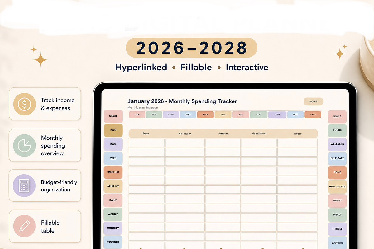 Adhd digital planner 2026-28, a Poster Template by HeavensStar (Photo 6 of 8)