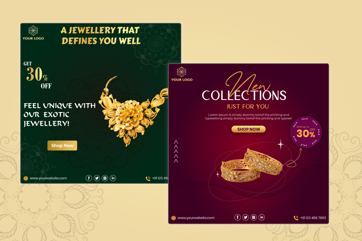 Jewellery Social Media Post Template, a Social Media Template by Uptechies (Photo 4 of 4)