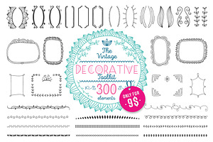 300+ vintage decorative elements