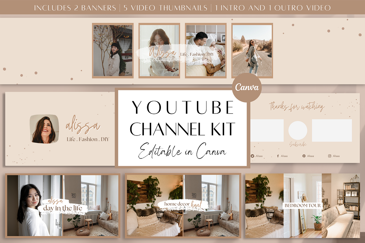 YouTube Branding Kit Canva, a Social Media Template by Creative Pixi (Photo 1 of 9)