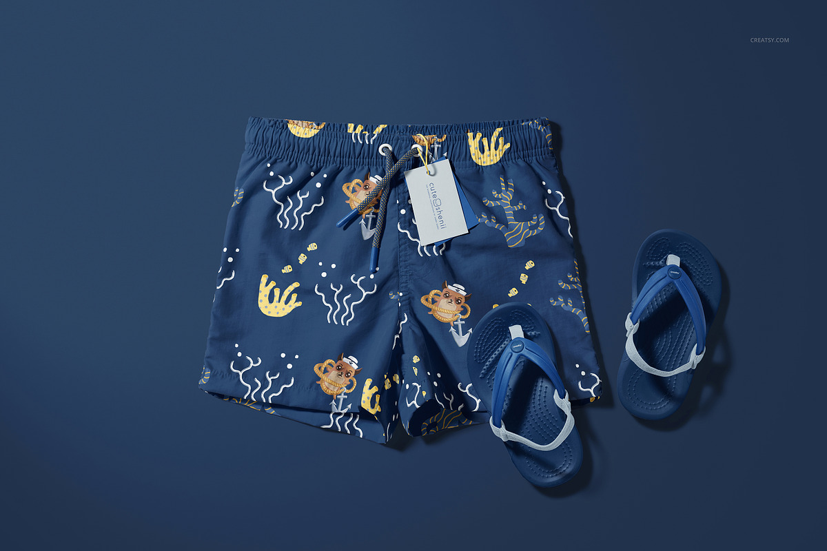Kids Swim Shorts Mockup Set, a Bottom Mockup by creatsy5 (Photo 5 of 12)